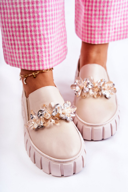 Sneakers Slip-On mit Ornamenten beige...