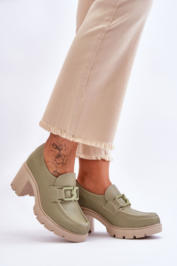 Elegante Harmell-Schuhe mit Absatz und Ornamenten in Grün 2