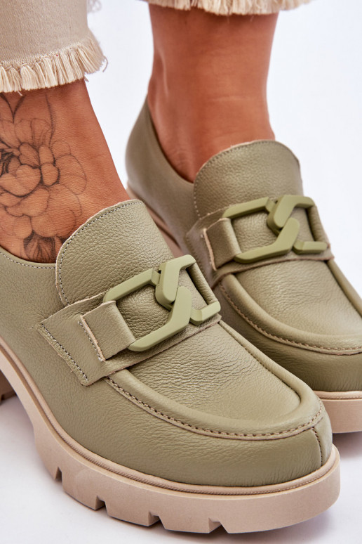 Elegante Harmell-Schuhe mit Absatz und Ornamenten in Grün
