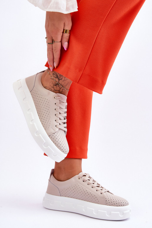 Sportschuhe mit Plateau beige Montigo