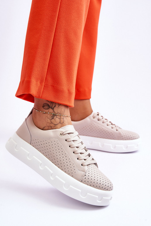 Sportschuhe mit Plateau beige Montigo