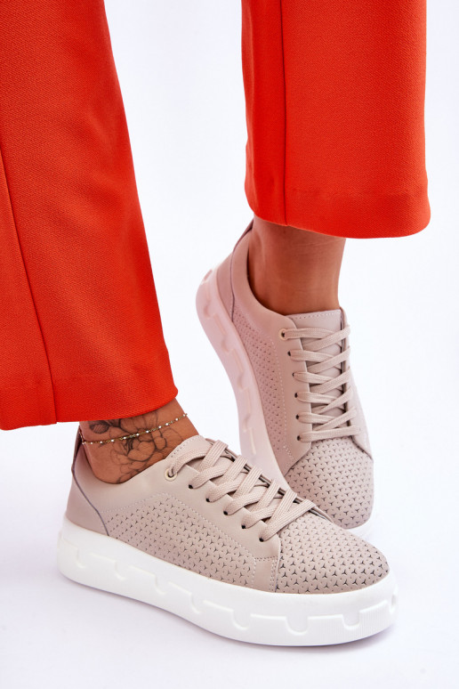 Sportschuhe mit Plateau beige Montigo