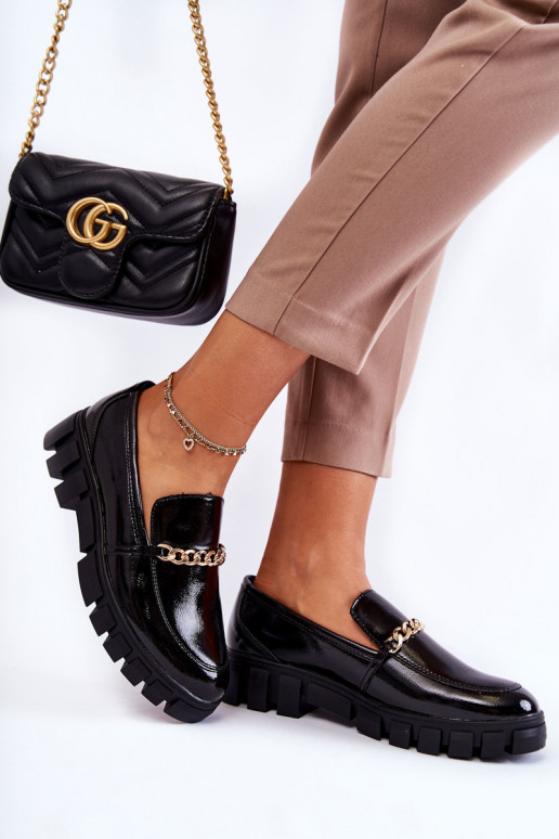 Lackstiefel mit Ketten in Schwarz Anne Lackstiefel mit Ketten in Schwarz Anne