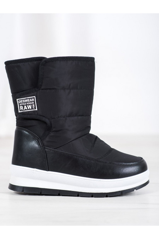 Schwarze Schneestiefel mit Klebeverschlüssen BAT_DS8826B
