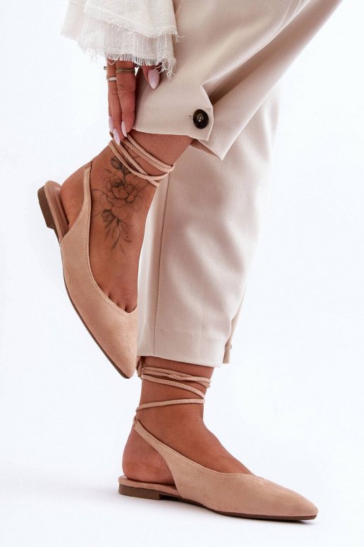 Lilly Ann Wildleder-Schnürballerinas in Beige