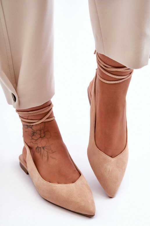 Lilly Ann Wildleder-Schnürballerinas in Beige
