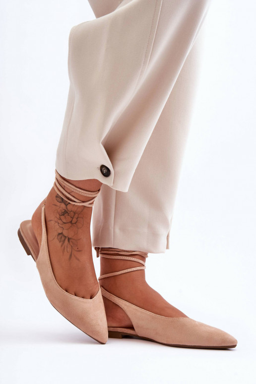 Lilly Ann Wildleder-Schnürballerinas in Beige