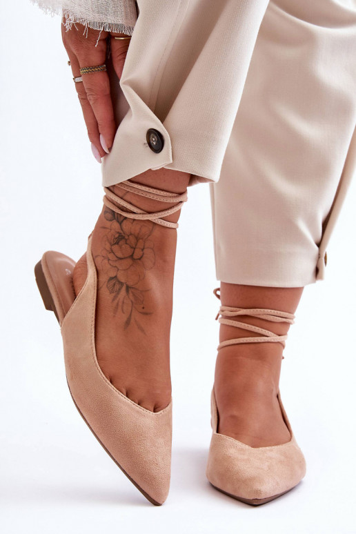 Lilly Ann Wildleder-Schnürballerinas in Beige