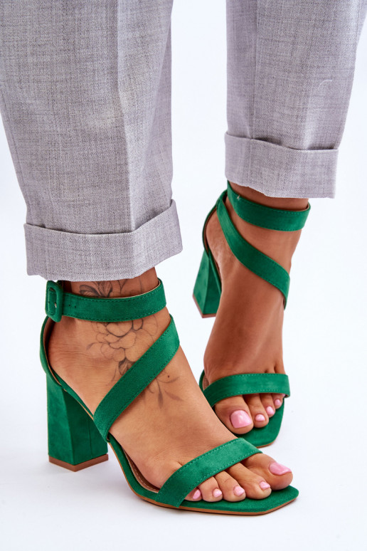 Elegante Wildlederschuhe mit hohen Absätzen in der grünen Farbe Lanes
