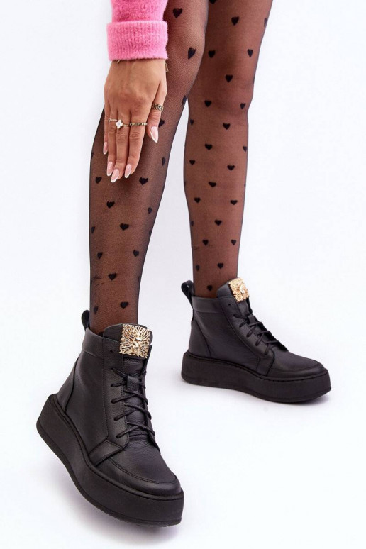 Schnürstiefeletten in der Farbe Schwarz Nicole
