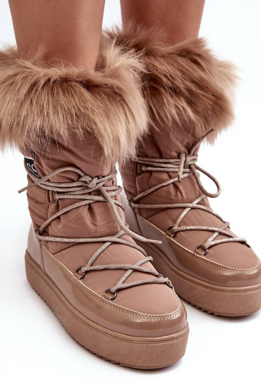 Schneestiefel mit Schnürsenkel beige... Schneestiefel mit Schnürsenkel beige...
