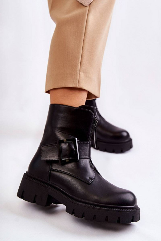 Warme Stiefel mit Reißverschlüssen in Schwarz Torey