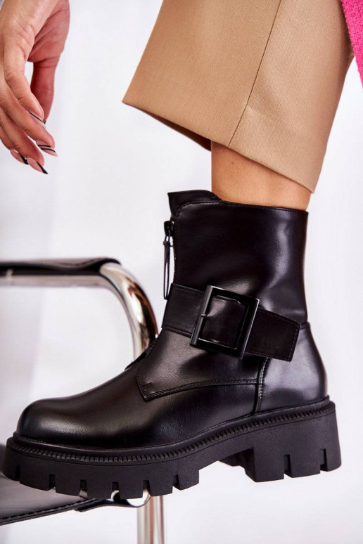 Warme Stiefel mit Reißverschlüssen in Schwarz Torey