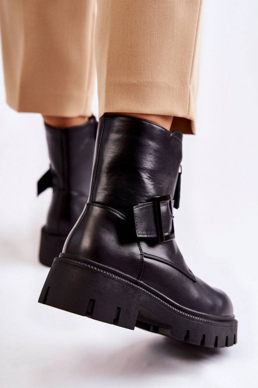 Warme Stiefel mit Reißverschlüssen in Schwarz Torey