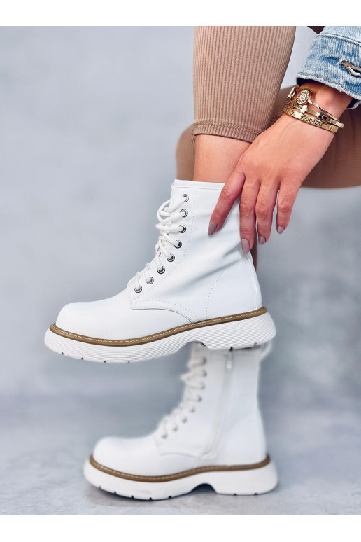 Stiefel mit Schnürsenkeln in der Farbe Weiß PEDDY WHITE