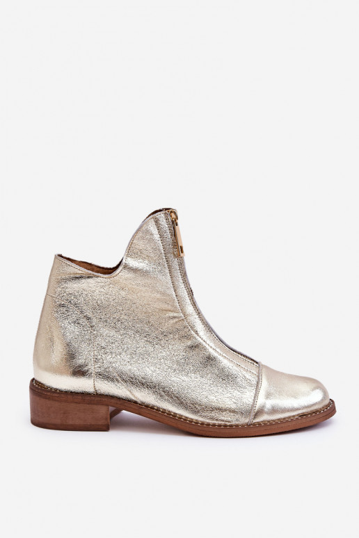 Stiefel mit Reißverschlüssen in der Farbe Gold von Zazoo