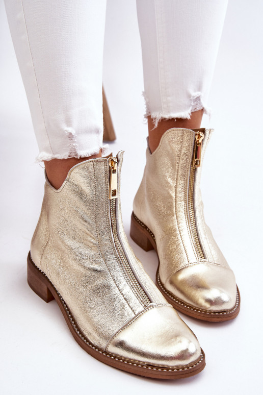 Stiefel mit Reißverschlüssen in der Farbe Gold von Zazoo