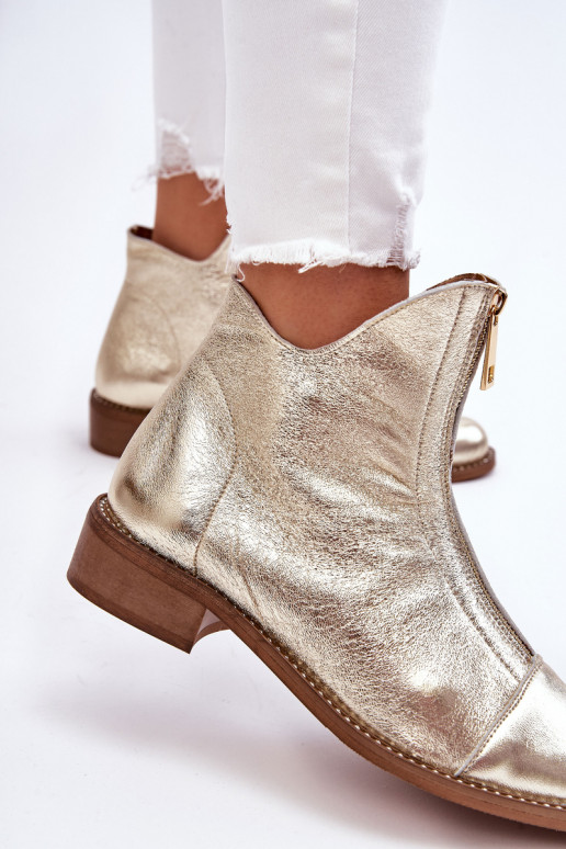 Stiefel mit Reißverschlüssen in der Farbe Gold von Zazoo
