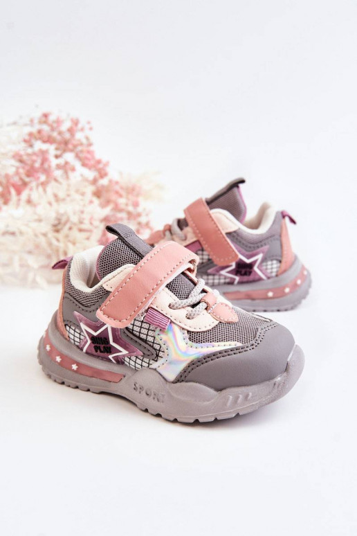 Leichte Sportschuhe für Kinder in der Farbe Grau-Rosa Mobby