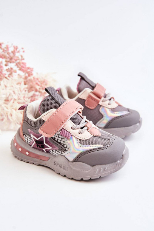Leichte Sportschuhe für Kinder in der Farbe Grau-Rosa Mobby