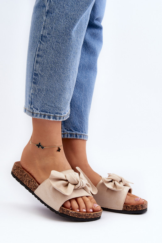 Damenhausschuhe mit Band beige Ezephira