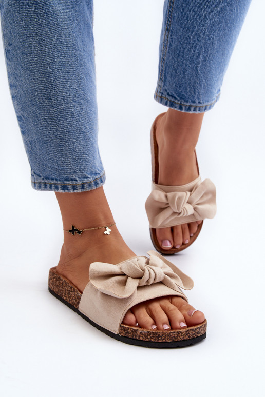 Damenhausschuhe mit Band beige Ezephira