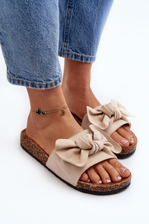 Damenhausschuhe mit Band beige Ezephira