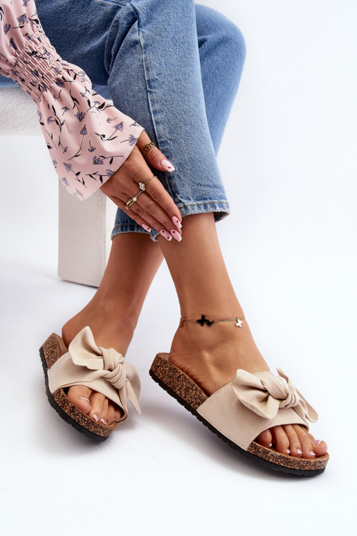 Damenhausschuhe mit Band beige Ezephira