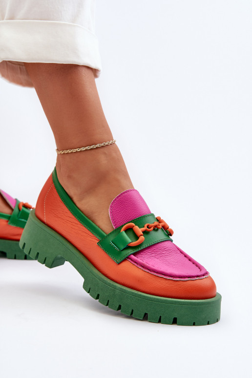 CheBello orangefarbene Mokassins mit... CheBello orangefarbene Mokassins mit...