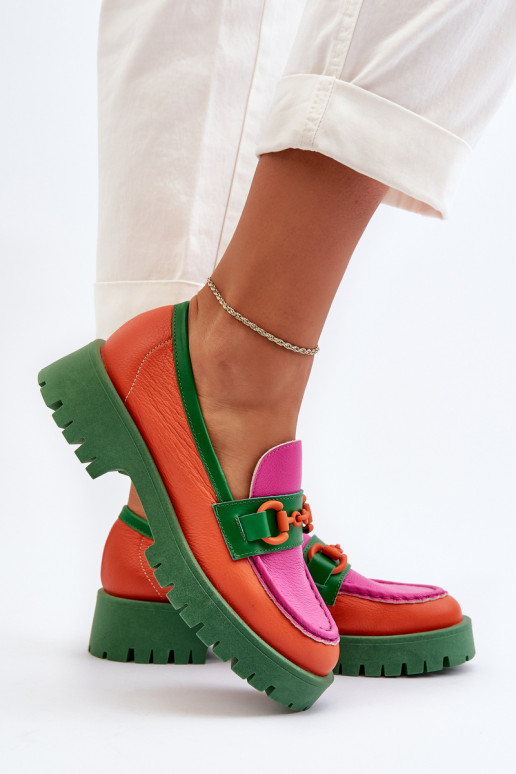 CheBello orangefarbene Mokassins mit... CheBello orangefarbene Mokassins mit...