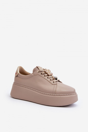 Sneakers Modellschuhe mit schönen Details CheBello 4292 beige 2