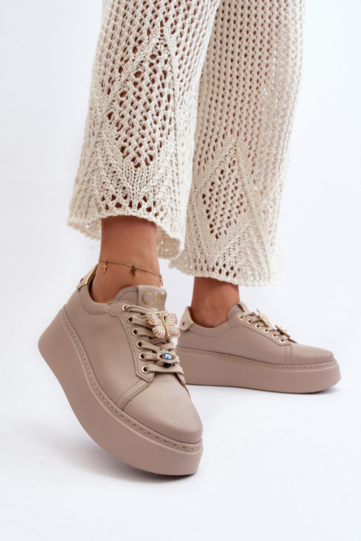 Sneakers Modellschuhe mit schönen Details CheBello 4292 beige