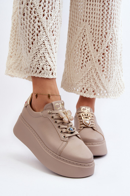 Sneakers Modellschuhe mit schönen Details CheBello 4292 beige