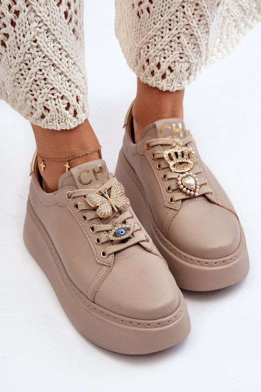 Sneakers Modellschuhe mit schönen Details CheBello 4292 beige