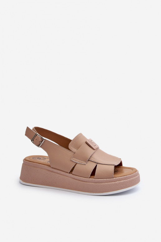 Beigefarbene Plateausandalen von Vivitellia für Damen