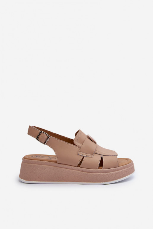 Beigefarbene Plateausandalen von...