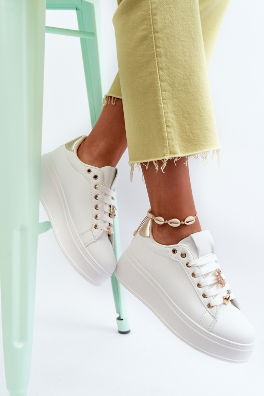 Weiße Damen-Sneaker mit Plateau von... Weiße Damen-Sneaker mit Plateau von...