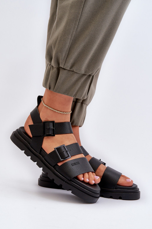 Damen schwarze Sandalen aus...