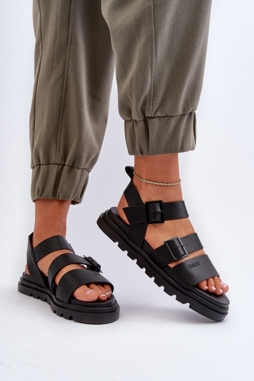 Damen schwarze Sandalen aus...