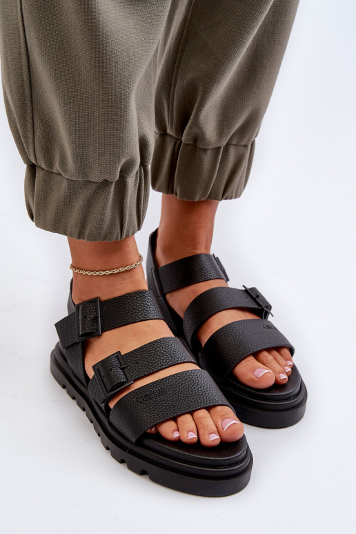 Damen schwarze Sandalen aus...