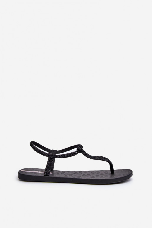 Sandalen über der Spitze mit Glanz in der Farbe Schwarz Class Brilha Fem