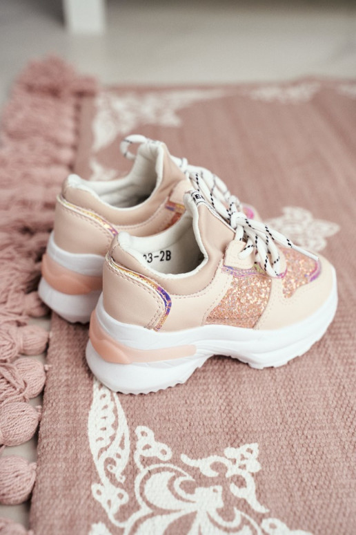 Kinder-Sneaker mit Glitzer in rosa Farbe Kinder-Sneaker mit Glitzer in rosa Farbe