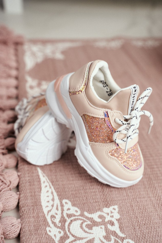 Kinder-Sneaker mit Glitzer in rosa Farbe Kinder-Sneaker mit Glitzer in rosa Farbe