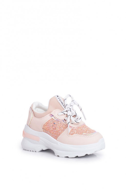 Kinder-Sneaker mit Glitzer in rosa Farbe Kinder-Sneaker mit Glitzer in rosa Farbe