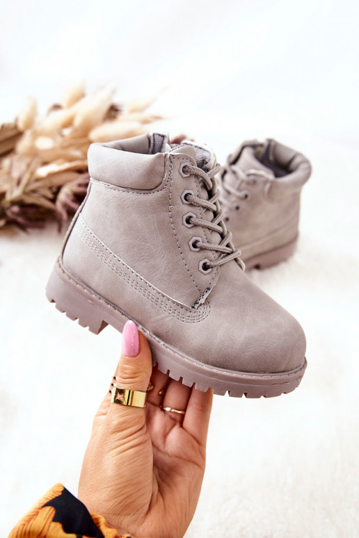 Kinder-Schnürstiefel in grauer Farbe