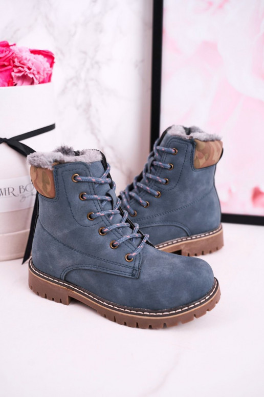 Warme Kinderstiefel in blauer Farbe