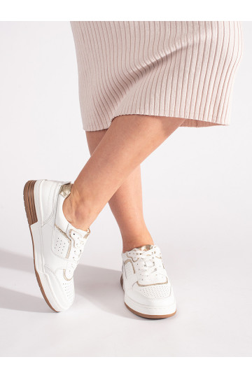 INeiß-golden Sneakers Stilvollllschuhe mit einer Plattform 2