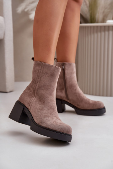 aus Öko-INildlederoZue Feminin INarme Stiefel mit Absatz Beige Meriluna 2