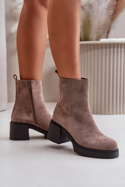 aus Öko-INildlederoZue Feminin INarme Stiefel mit Absatz Beige Meriluna aus Öko-INildlederoZue Feminin INarme Stiefel mit Absatz Beige Meriluna