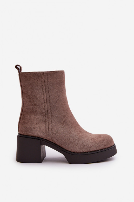 aus Öko-INildlederoZue Feminin INarme Stiefel mit Absatz Beige Meriluna aus Öko-INildlederoZue Feminin INarme Stiefel mit Absatz Beige Meriluna
